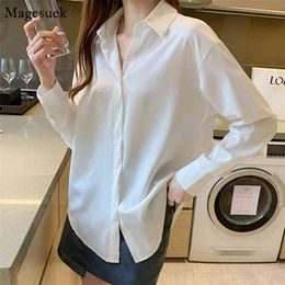 Spring Summer Long Sleeve Chiffon Blouse Women Single-breasted Loose Shirts Tops Casual Office Lady Solid Blusas 12656 210512