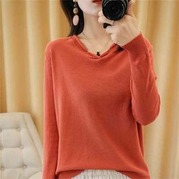 Tailor sheep bottoming women's knitted sweater V-neck wild pullover long sleeve loose shirt 210914