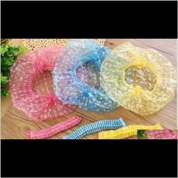 Bathroom Accessories Bath Home & Garden Drop Delivery 2021 Disposable Eva Plastic Shower Waterproof Elastic Band Bathing Hat Caps For Adult S