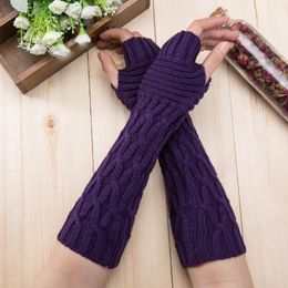 Sports Gloves Fashion Women Winter Wrist Arm Warmer Knitted Long Fingerless Female Outdoor Sport Mitten #25