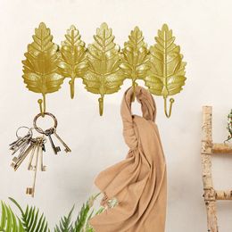 Metal Leaf Shape Hook Handbag Purse Clothes Bag Scarf Door Wall Hanger Creative Mini Hanging Single Keys Coat Rack Decoration