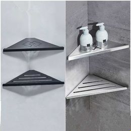 SUS304 Bathroom Shelves Black Wall Mount Shampoo Storage Holder Corner Shelf Kitchen Accessories 211112