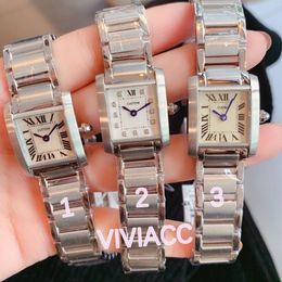 Classic New Women rectangle clock Silver Stainless Steel Japan Quartz Sports Square Watches Blue Hands high quality 20 25mm