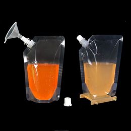 250/420/500/1000ml Transparent Self-Contained Nozzle Bag Portable and Portable Juice Drink Bags Oblique Mouth LX3718