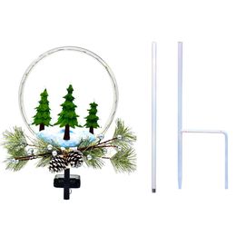 Outdoor Solar Christmas Lamp Decorations Xmas Tree 12led with Faux Pine Cones Foliage Garden Decorative Stake for Lawn Patio Landscape