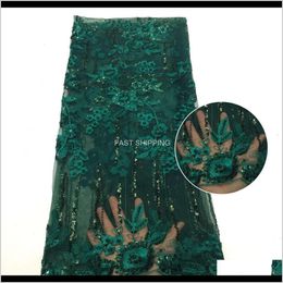 Clothing Apparel High Quality French Tulle Green Trim Hand Made Beaded Lace Fabric Drop Delivery 2021 Wcgni