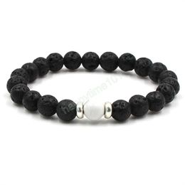 8mm Chakra Stone Beaded Strand Bracelet Lava Round Beads Bracelets Healing Energy Yoga Bracelet for Men Women Jewelry Gifts