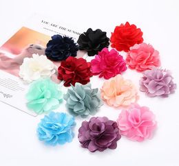2021 2" mini solid Colour chiffon fabric rose flower for baby hair accessory free s