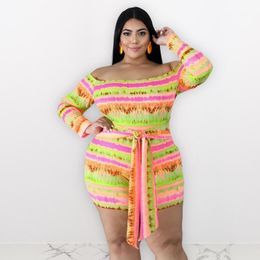 Women's Jumpsuits & Rompers Colourful Striped 2021 Sexy Suit Women Jumpsuit Belt Colour Jumpsuit2021