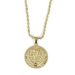 Trendy Virgin Mary Pendant Necklaces For Women Girl Gold Colour Our Lady Cross Religion Jewellery