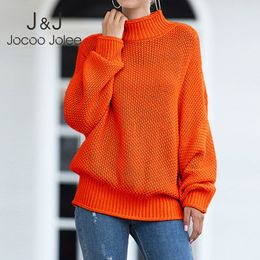 Jocoo Jolee Winter Thrtleneck Batwing Sleeve Loose Pullover Sweater for Women Oversized Jumpers Casual Warm Thick Sweaters 210518