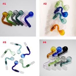 Colorful Pyrex Glass Oil Burner Pipe 14mm 18mm Male Bent shape design Glass Bongs Thick Big Bowls for Smoking