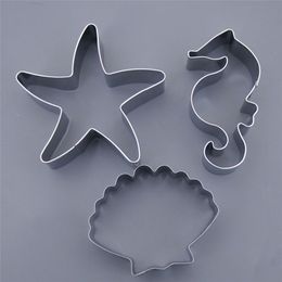 Cookie Tools Cookie Mould 3pcs Ocean Sea Star Shells Horse Moulds Biscuit Cake Stainless Steel Cutter Sets