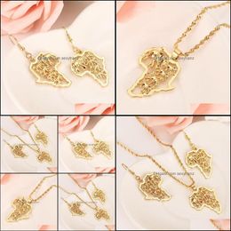 Earrings & Necklace Jewelry Sets Ethiopian Africa Map Elephant Fine Gold Gf Statement Pendant African Wedding Drop Delivery 2021 Ms2Hw