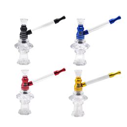 2022 new Glass Water Pipe Vase Shape Hookah Shisha 118MM Metal Pipes With Long Glasss Handle Metal Mouth Philtre