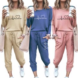 Two Piece Set Women Shirt Tops and Elastic Waist Pants Suit Tracksuits Female Long Sleeve Pullover Casual Shirts Loose Trousers 210930