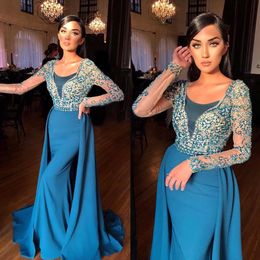 sparkly evening gowns Australia - Sparkly Beaded Mermaid Prom Dresses Deep V Neck Sequined Long Sleeves Evening Gowns Sweep Train Formal Dress