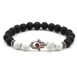 Fashion White Turquoise Bracelet Devil Ey Bracelet Natural Lava Stone Hand Evil Ey Bracelet For Men