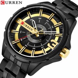 Curren Watches for Men Military Quartz Watch Unique Design Dial Stainless Steel Band Clock Male Wristwatch Relogio Masculino Q0524