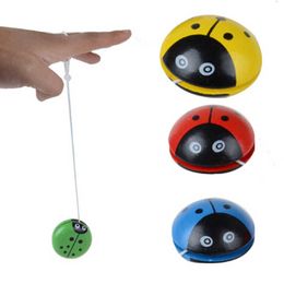 30 Pcs 4 Colours Ladybird Ball Creative Toys Wooden Yoyo Wholesale For Children Baby Educational Hand-Eye Coordination Development