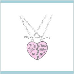 Pendant & Pendants Jewelrypendant Necklaces Children Friends Cute Pink Black Rhinestone Heart Bff 2 Necklace Friendship Jewelry Gifts For Ki