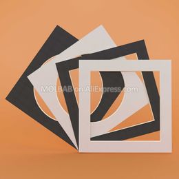 White/Black Po Mats Square Circle 8/10/12/14/16 Inch Paperboard Textured Surface For Picture Frames Passe-Partouts 12PCS/Lot 210611