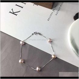 Link, Chain Bracelets Jewelry Drop Delivery 2021 Link 6-7Mm Freshwater Pearl Star Bracelet, Sterling Sier Hand Ornaments, Fashionable And Ver