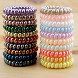 New Women Scrunchy Girl Hair Coil Rubber Hair Bands Ties Rope Ring Ponytail Holders Telephone Wire Cord Gum Hair Tie Bracelet