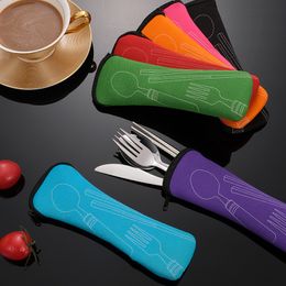 1Pcs Dinnerware Sets Portable Cutlery Bag With Zipper Camping Flatware Storage Case Travel Picnic Outdoor Spoon Fork Knife Tableware Bags