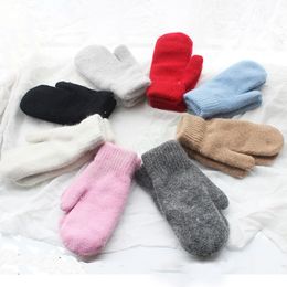 Female Elastic Full Fingers Gloves Cute Rabbit Wool Gloves Women Winter Mittens Fashion Solid Color Thicken Warm Gloves