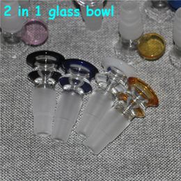 hookahs Herb slide glass bowls 2 in 1 14mm 18mm smoking Philtre bowl for bongs Reclaim Ash Catcher Accessories