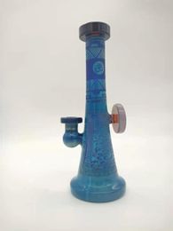Blue Magic Silver Hookah Cup with 9.3 inch high flat bottom, 14 mm glass joint