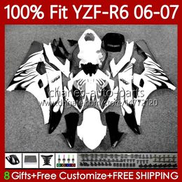 100% Fit OEM Fairings For YAMAHA YZF-R6 YZF R 6 Black flames 600 CC YZF600 YZFR6 06 07 MOTO Bodywork 98No.89 YZF R6 600CC 2006 2007 YZF-600 2006-2007 Injection Mould Body Kit