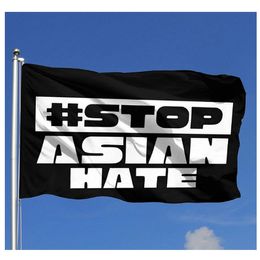 Stop Asian Hate 3x5ft Flags 100D Polyester Outdoor Banners Vivid Colour High Quality With Two Brass Grommets