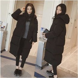 Hooded Ladies Coat Long Coats Parka Oversize Colour Jacket Mid-long Women Winter Thick Down 211018