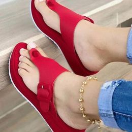 Wedges Flat Slippers Sandals 2024 Ladies Shoes Summer Casual Girls Slip-on Plus Size Flip Flops 80