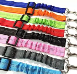 Pet Dog Safety Vehicle Car Seat Belt Dog Collars Elastic Reflective Dog Seatbelt Harness Lead Leash Clip Levert