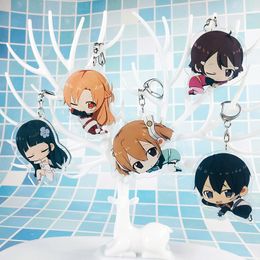 Sword Art Online Key Chain Women Anime Figure Acrylic Keyring Man Cartoon Kirigaya Kazuto Kids Girl Keychains Jewellery Breloks