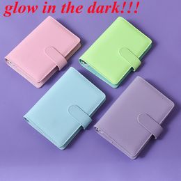 Glow in the dark A6 PU Leather Notebook Binder Refillable 6 Ring Binder for A6 Filler Paper( Binder Pockets)