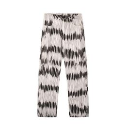 Men's Jeans High Street Distressed Tie-dye Clothing Striped Trend Loose Straight-leg Pants Wide-leg Casual Trousers