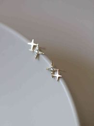 GOLDtutu 9K Really GOLD Fashion Earrings Shining Star Zircon Simple Temperament Korean Joyero Wedding Accessories Jewellery 2021