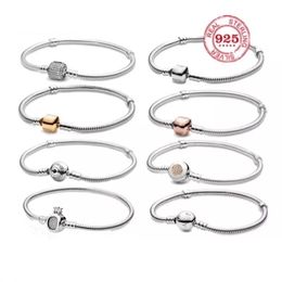 New 100% luxury 925 Sterling Silver pan Bracelet for Women Fit Original Design Charms Bangle DIY high quality Jewellery