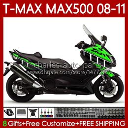 Body Kit For YAMAHA TMAX MAX 500 XP500 MAX-500 T 2008-2011 Bodywork 107No.131 TMAX-500 TMAX500 T-MAX500 2008 2009 2010 2011 Green black MAX500 08 09 10 11 OEM Fairing