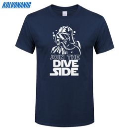 JOIN THE DIVE SIDE DARK Underwater Funny Printed T Shirt Cotton Short Sleeve O-Neck Men's Clothing Brand Top Tee-Shirt Plus Size 210722