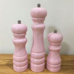 Manual pepper grinder mill,Rubber Wood, Spray Light pink Colour 210611