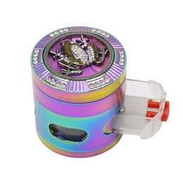 tobacco UK - 4 Layers 63mm Metal Smoking Grinder Animal Pattern Cover Diamond Smoke Grinders With Drawer Shredder Crusher Zinc Alloy material Cigarette tobacco Crushes