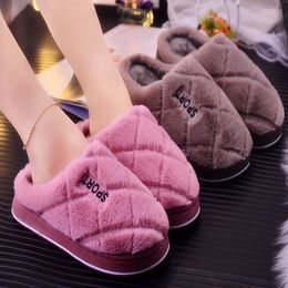 Fashion lovely cartoon slippers autumn and winter lovers indoor home warm non-slip thick bottom plush cotton shoes