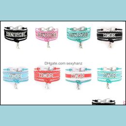Charm Bracelets Jewellery Infinity Country Girl Cow Weaven Wrist Mix Colours Drop Kka2190 Delivery 2021 Dp1Jf