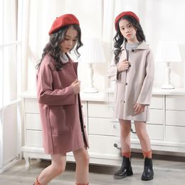 Jackets Children's Clothing Girl Coat Kids Woolen Cloth 2021 Plus Thicken Warm Winter Autumn Cardigan Cotton Teen School Outwear