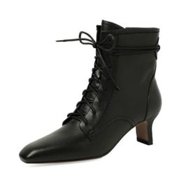 New Women High Heel Boots Real Leather Strange Heel Winter Women Shoes Fashion Footwear Women Ankle Boots Size 34-39